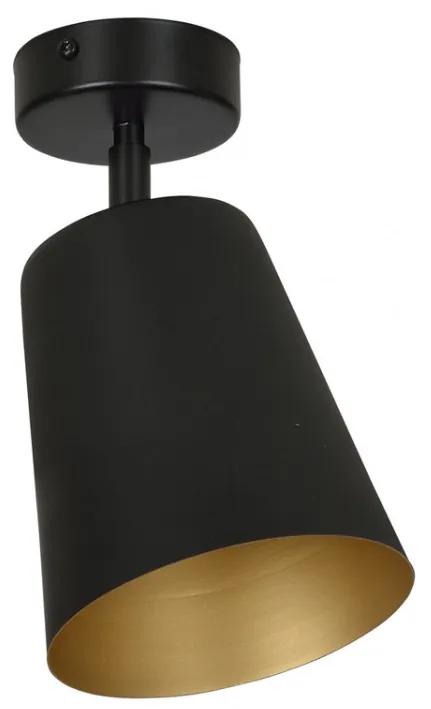 Plafoniera moderna neagra tip spot cu interior auriu Prism