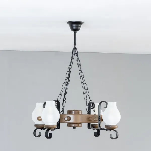 Brilagi - Candelabru pe lanț TIMONA 4xE14/40W/230V diam. 50 cm fag/nuc