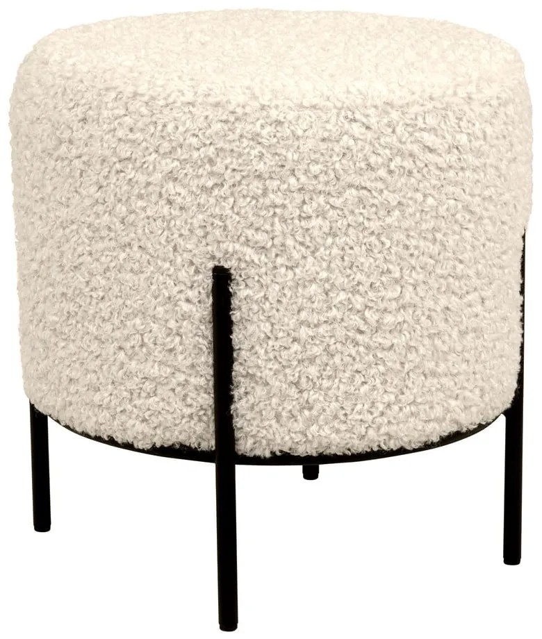 Puf crem cu tapițerie din blană artificială Alford – House Nordic