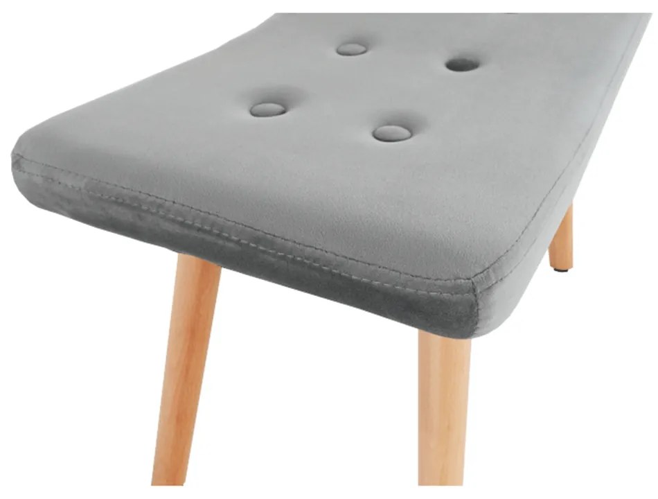 Fotoliu cu taburet, material de catifea gri/fag, LAGER NEW