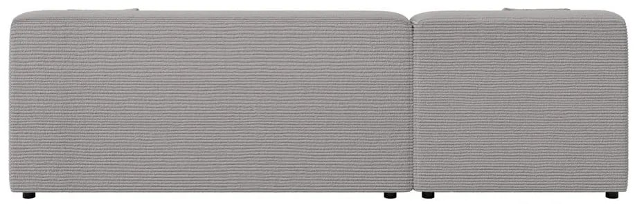 Colțar gri deschis cu tapițerie din catifea reiată (cu colț pe partea stângă, cu șezlong) Martin – Ropez