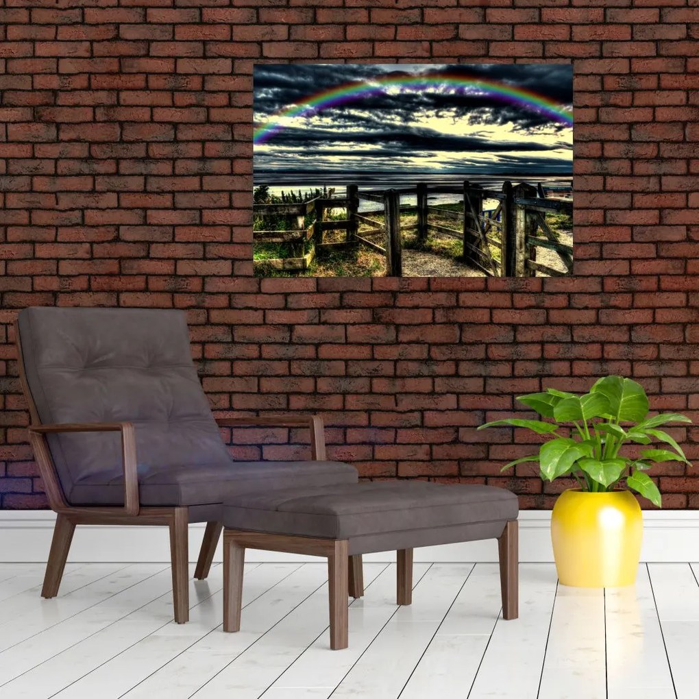 Tablou cu curcubeu deasupa mării (90x60 cm)