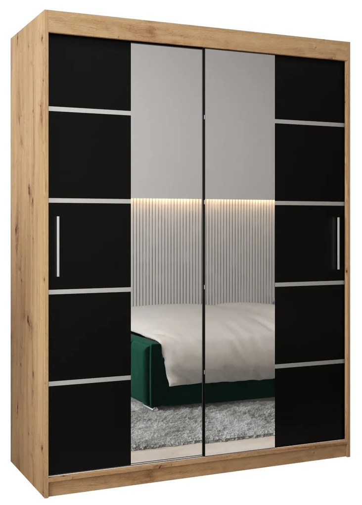 Dulap de haine 180 cm Verika 4 180 (stejar artisan + negru). 1064288