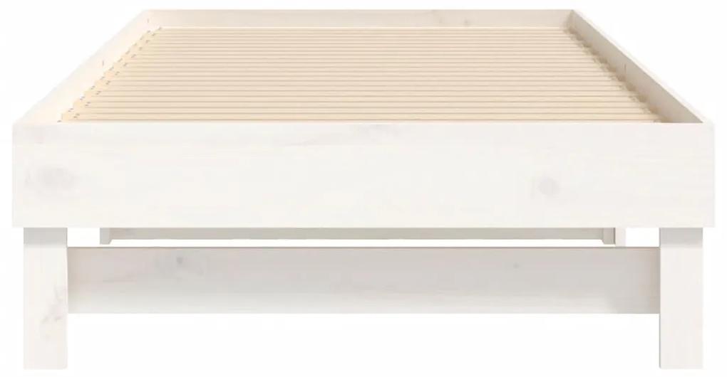 Pat de zi extensibil, alb, 2x(90x190) cm, lemn masiv de pin Alb, 2x (90 x 190) cm