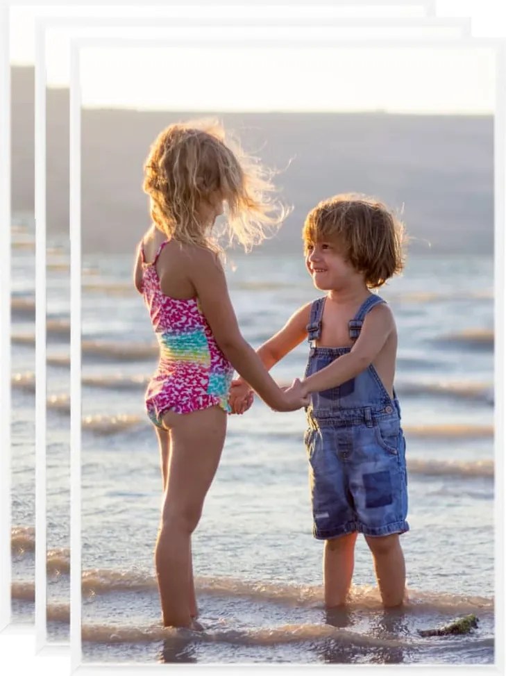 vidaXL Rame foto colaj pentru masă, 3 buc., alb, 21x29,7 cm, MDF