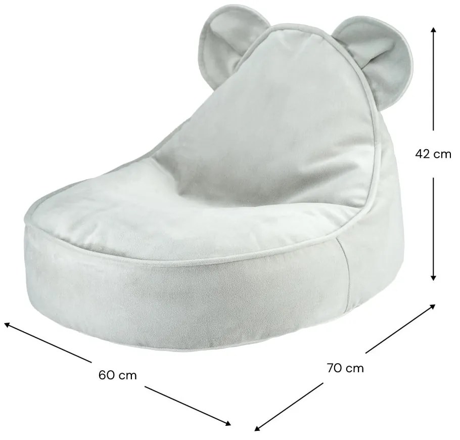 Fotoliu puf pentru copii verde mentă cu tapițerie din catifea Bear – Wigiwama