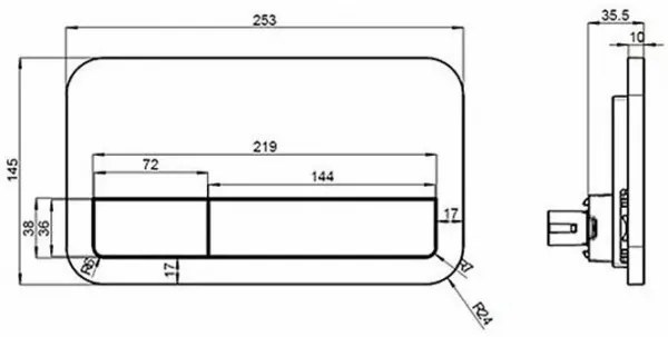 Clapeta actionare rezervor WC incastrat, Villeroy&amp;Boch ViConnect, crom, 92249061