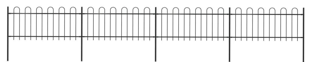 Gard de gradina cu varf curbat, negru, 6,8 x 0,8 m, otel 1, 0.8 m, 6.8 m