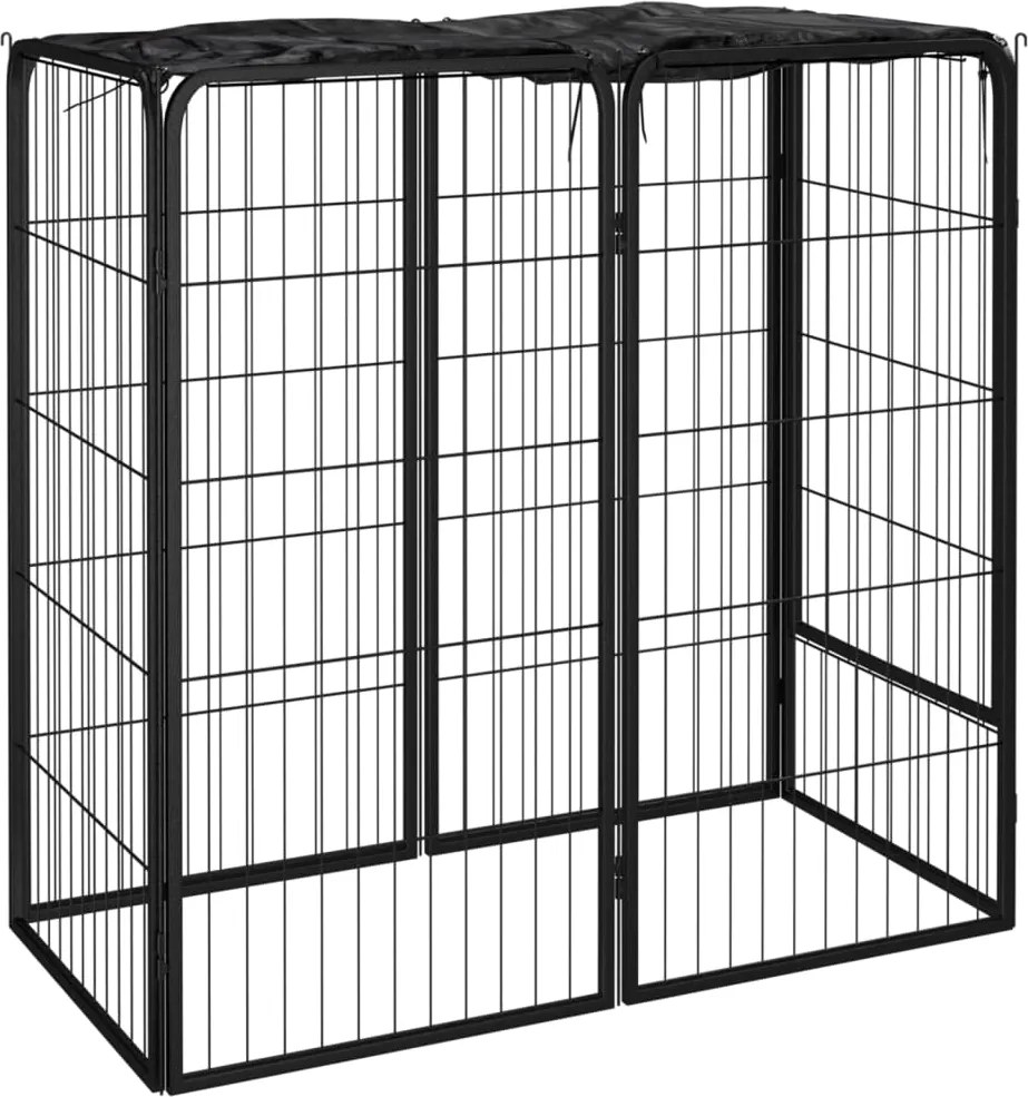 vidaXL Padoc pentru câini cu 6 panouri, negru, 50x100 cm, oțel