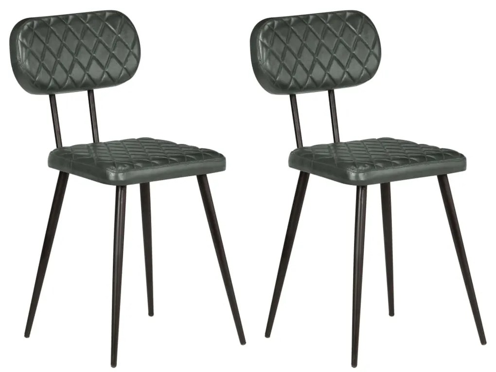246373 vidaXL Scaune de bucătărie, 2 buc., gri, piele naturală