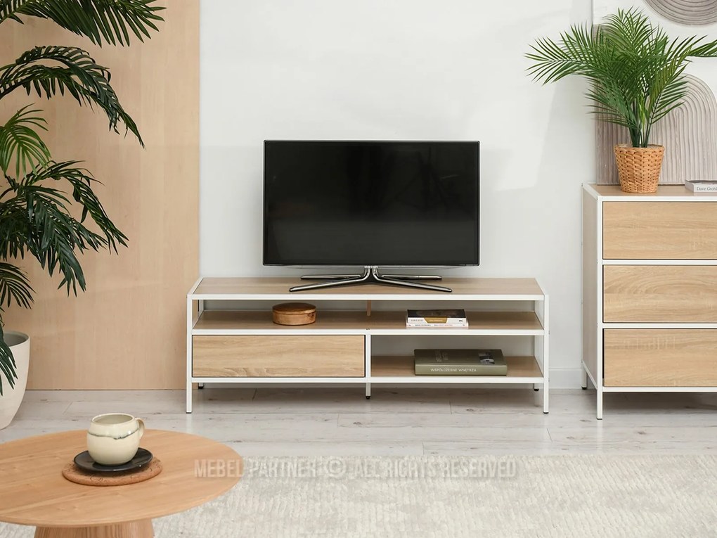 Masă TV Soren Rtv (sonoma + alb). Promo -6%. 1111730