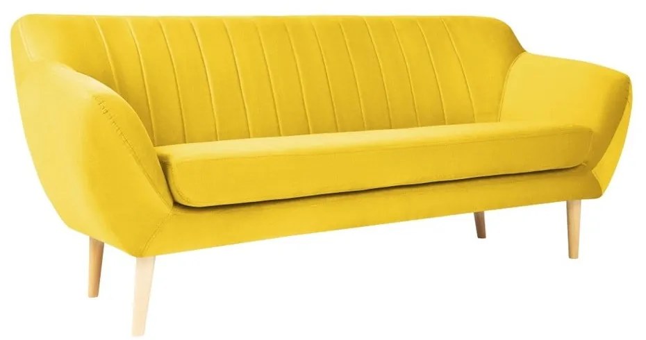 Canapea cu tapițerie din catifea Mazzini Sofas Sardaigne, 188 cm, galben