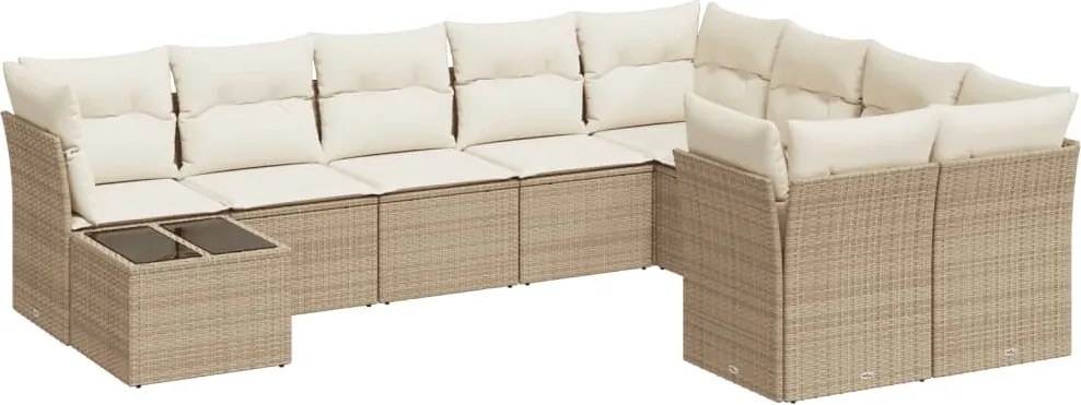 vidaXL Set canapele de grădină cu perne, 10 piese, bej, poliratan