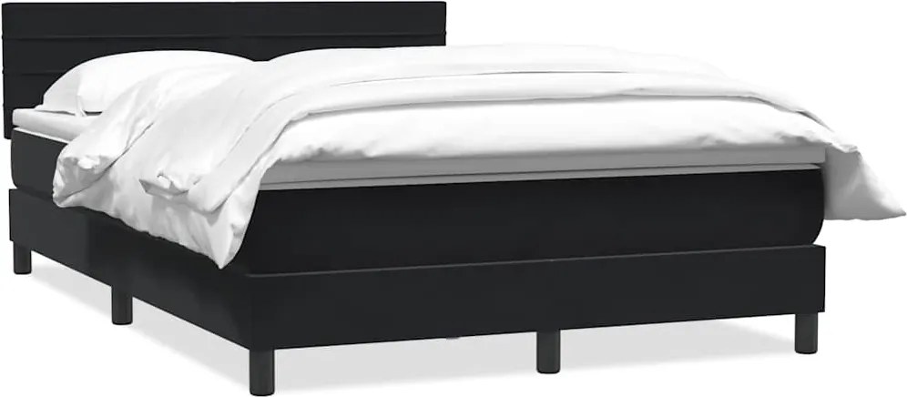 vidaXL Pat box spring cu saltea, negru, 160x210 cm, catifea