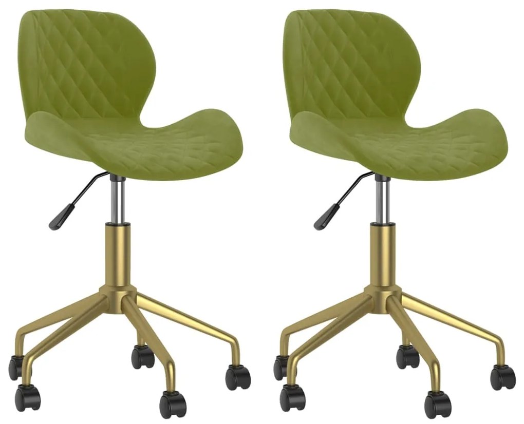 335031 vidaXL Scaune de bucătărie pivotante, 2 buc., verde deschis, catifea