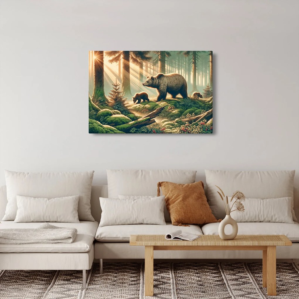 Tablou - Urși în pădure (90x60 cm)