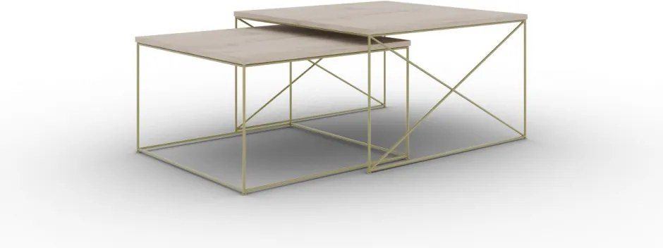 Set masute de cafea, Licco, ADRK Furniture (Culoare: Auriu / Alb Lucios)