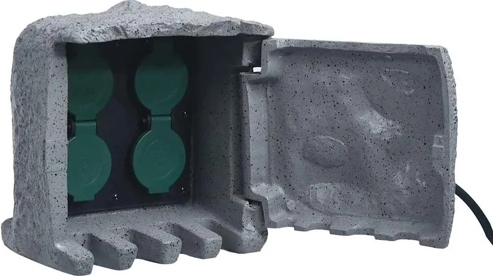 vidaXL Unitate priză de grădină 4 sloturi impermeabilă gri polirășină