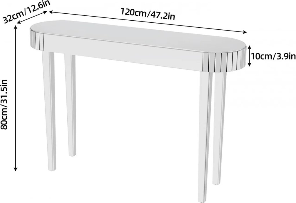 Masa toaleta oglinda, masuta consola, 120 cm, cosmetica machiaj, vanity birou, Argintiu - MAOG3