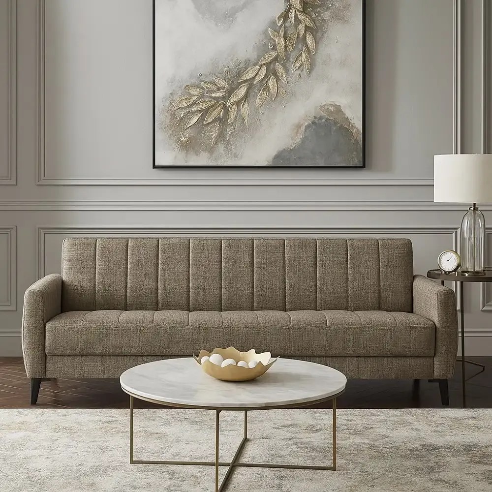 Canapea extensibila cu lada de depozitare living 215x85x90 cm – stofă, maro – Hilton