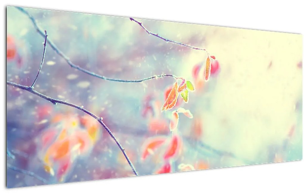 Tablou - Frunze în gheață (120x50 cm)