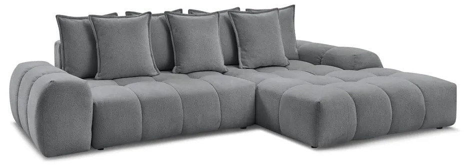 Colțar gri închis extensibil/cu spațiu de depozitare cu tapițerie din chenille (cu colț pe partea dreaptă/cu șezlong) Everest – Bobochic Paris