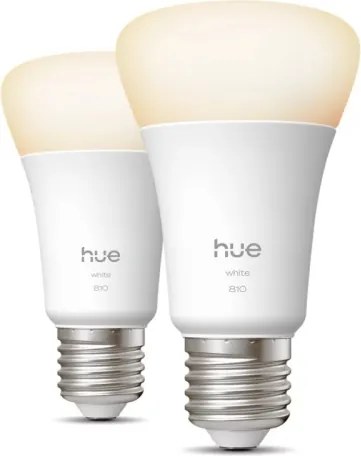 Set 2 becuri LED dimabile Philips Hue White, soclu E27, 7W, 230V, 2700K