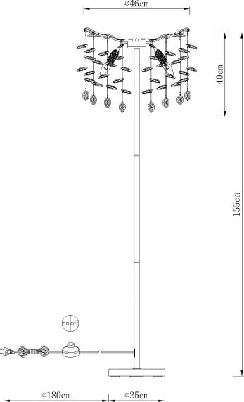 Globo 64138SS - Lampă de podea QUEENA 5xE14/40W/230V argintie
