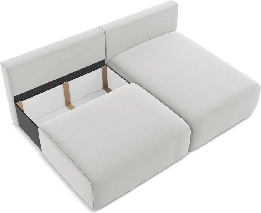 Colțar gri deschis extensibil/cu spațiu de depozitare cu tapițerie din catifea (cu colț pe partea dreaptă/cu șezlong) Kalena – Makamii