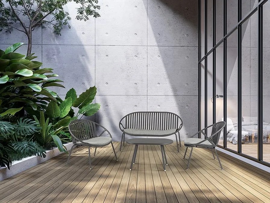 Set mobilier de exterior din 4 piese Saori gri inchis
