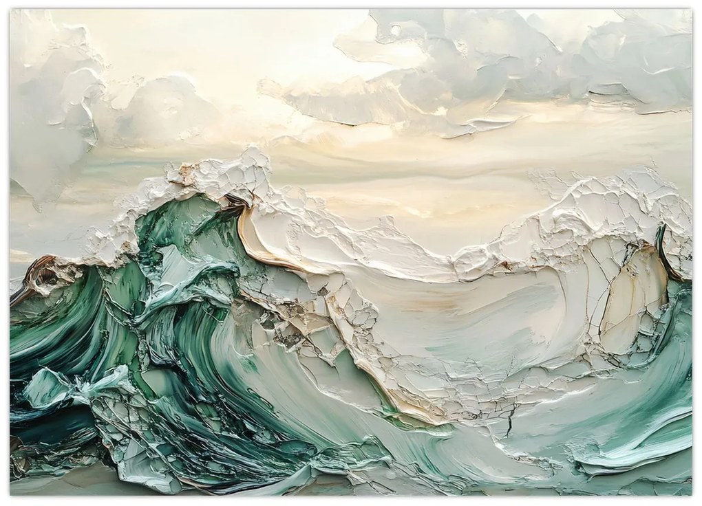 Tablou pe sticlă - Abstracție Marină 3D (70x50 cm)