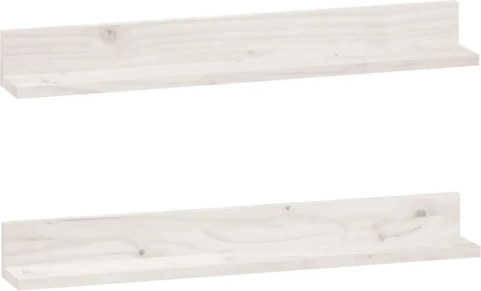 vidaXL Rafturi de perete, 2 buc., alb, 80x11x9 cm, lemn masiv de pin