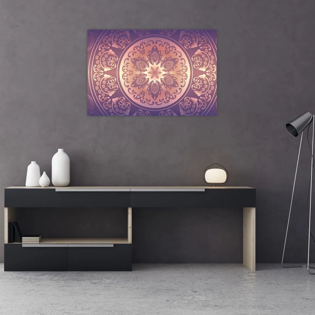Tablou - Mandala pe gradient violet (90x60 cm)