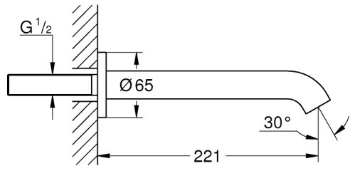 GROHE 13449001 - Scurgere pentru cadă ESSENCE, 221 mm, crom lucios