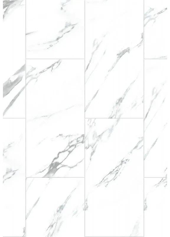 Mexen Glacier White probă panouri vinilice 610 x 305 mm SPC 6,5 mm, IXPE 1,5 mm, 4 V-Fuga, Jazz White - F1151-S