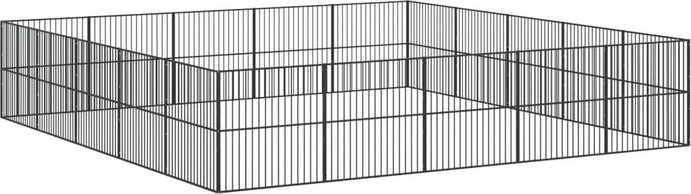 vidaXL Țarc pentru câini cu 20 panouri, negru, oțel galvanizat