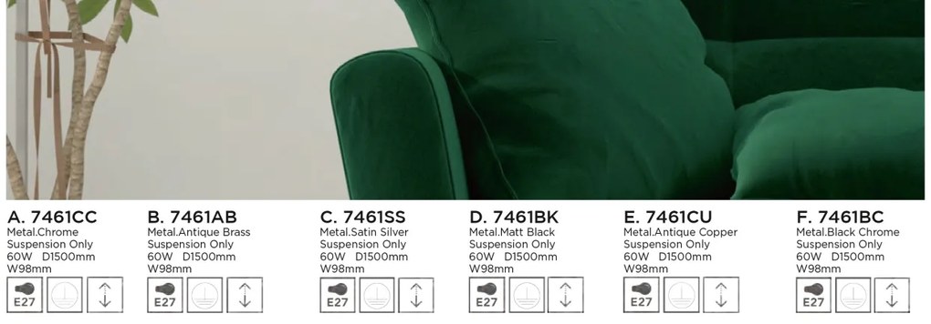 Pendul design modern minimalist SUSPENSION argintiu satin 7461SS SRT