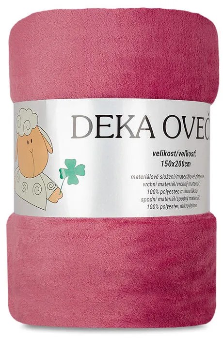 Pătură cu blăniță OIȚĂ, roz prăfuit, 150 x 200 cm