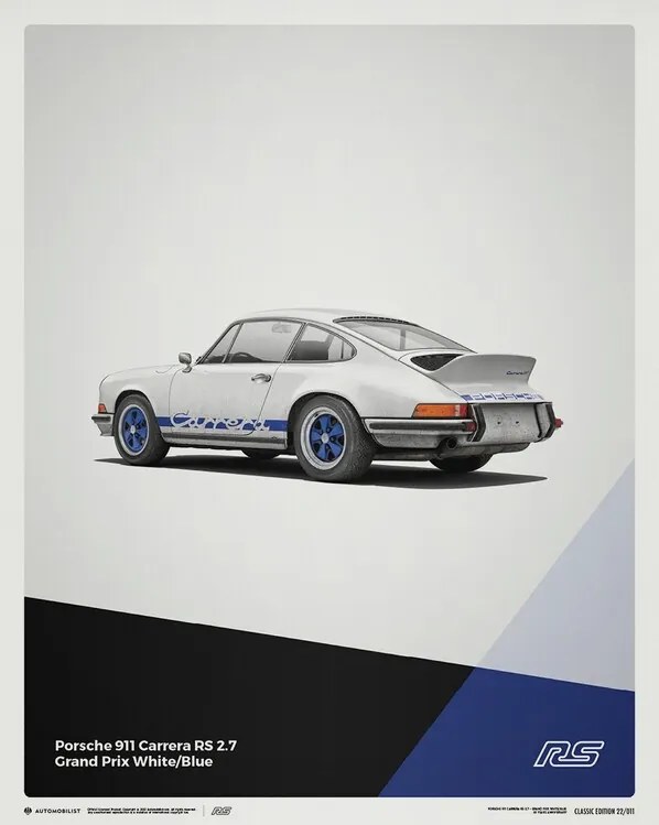 Imprimare de artă Porsche 911 RS - 1973 - White, Automobilist