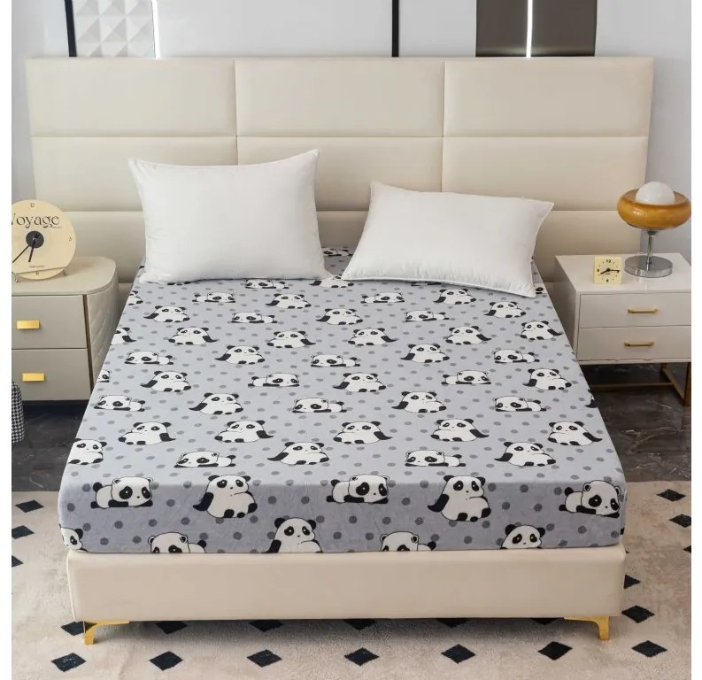 Cearsaf Cocolino microplus cu elastic PANDA 180x200 cm gri