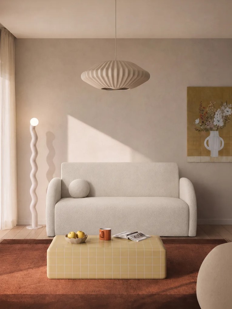 Canapea extensibilă cu 3 locuri și spațiu de depozitare Nubi 140 cm - bouclé bej deschis Quelle 03