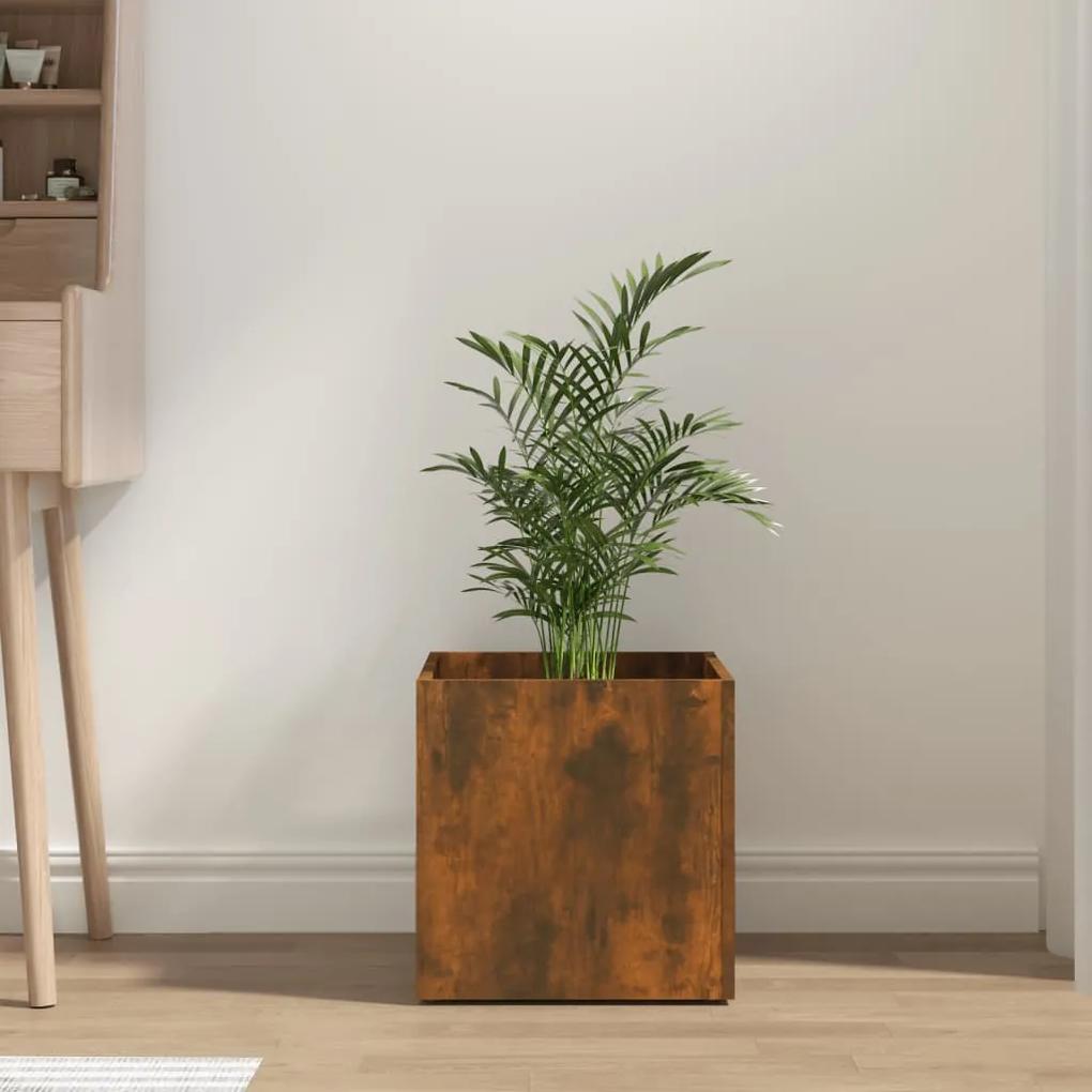 Jardiniera cutie, stejar fumuriu, 40x40x40 cm, lemn compozit Stejar afumat, 1