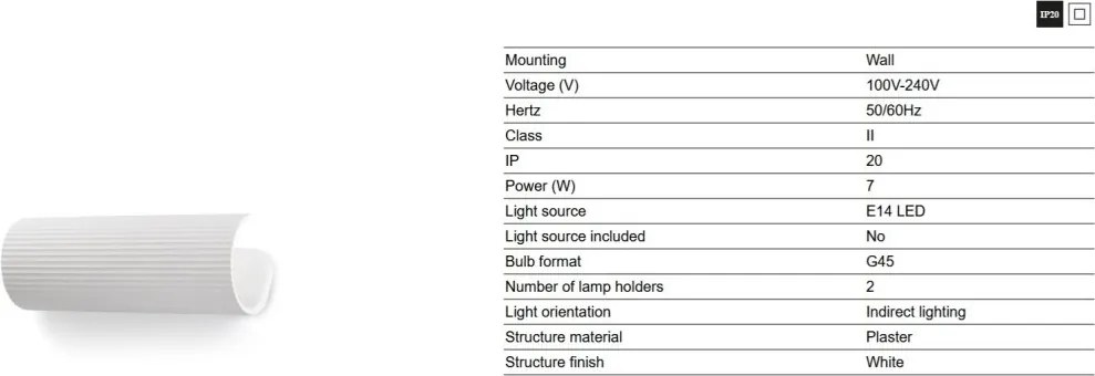 Aplica de perete iluminat ambiental TRAMA 2L alb