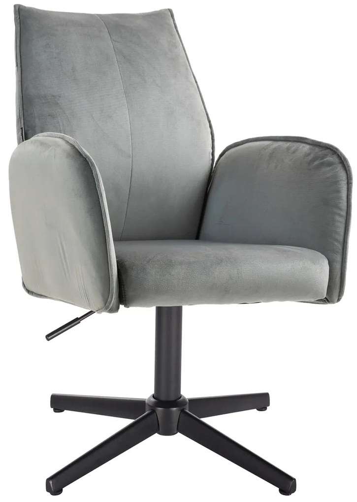 HR280CROSS Scaun Gray din Catifea cu Bază Neagră