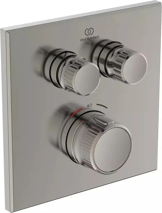 Baterie dus incastrata Ideal Standard Ceratherm Navigo patrata fara corp ingropat argintiu Silver Storm