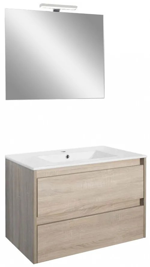 Mobilier complet de baie Porto Prime 80 în culoarea stejarului Sonoma