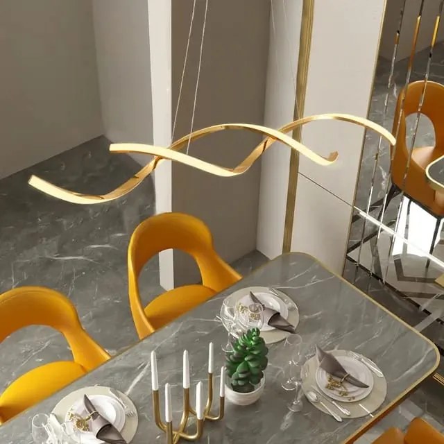 Lustra LED cu Telecomanda 76W Dimabila Auriu