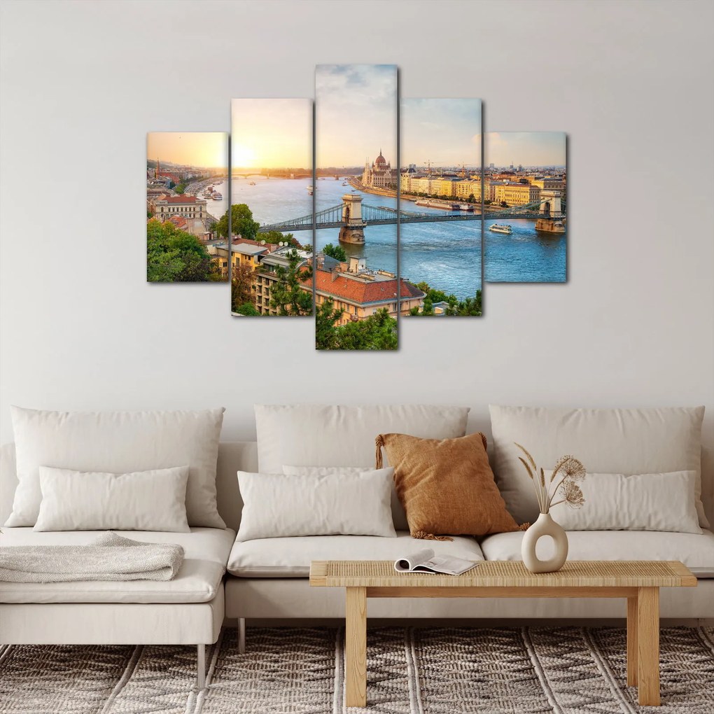 Tablou cu orașul Budapesta și râu (150x105 cm)