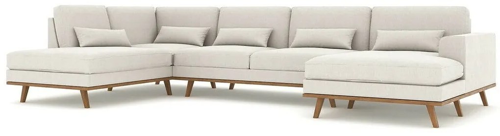 Colțar Seattle K101Crem, 351x202x85cm, Picioare: Lemn, Lemn: Pin