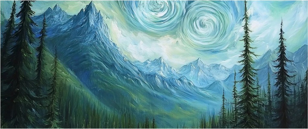 Tablou - Peisaj cu o adiere din Van Gogh (120x50 cm)